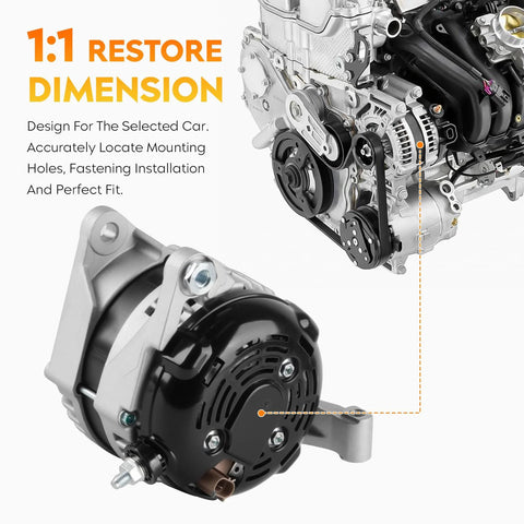 High Output 160Amp Beefed Up Alternator Replacement For Durango 3.7L 4.7L 2001 Through 2006 Jeep Liberty 3.7L engine