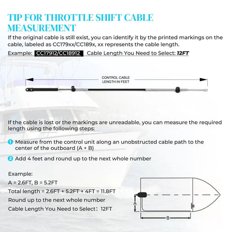 Two Pack 15Ft Gen2 Boat Throttle And Shift Cables For Mercury MerCruiser Force Outboard Engines Fits 4000 Series Controllers Replacement CC18915 Easy Install Durable Marine Cables