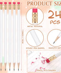 Round Pencils With Erasers 24 Pack Unsharpened 2 HB Graphite Wood Pencils For School Drawing Sketching And Classroom Use White Bodies With Red Erasers Bulk Student Reward Supplies