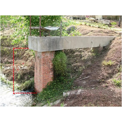 Brick support structure over river, suitable site for Domestic Hydroelectric Generator 500W To 5KW 220V Axial Flow Water Turbine installation.