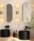 Modern LED Wall Sconce With Crystal Post 2700K 4000K 5000K Adjustable Color Temperature Brushed Nickel Vanity Light For Over Mirror Waterproof Bathroom Wall Lighting Stylish Glass Crystal Bath Fixture