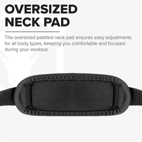 Black Heavy Duty Aluminum Arm Blaster For Bicep Curls And Arm Isolation neck pad with padded cushion and strap detail