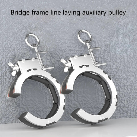 Multiple Angle Adjustable Wire Guide Roller With Reinforced Steel Bracket For Cable Routing And Bridge Wire Pulling In Commercial Conduit Layout, Stainless Steel 65mm Ring Opening And 330 Degree Rotation, shown front view