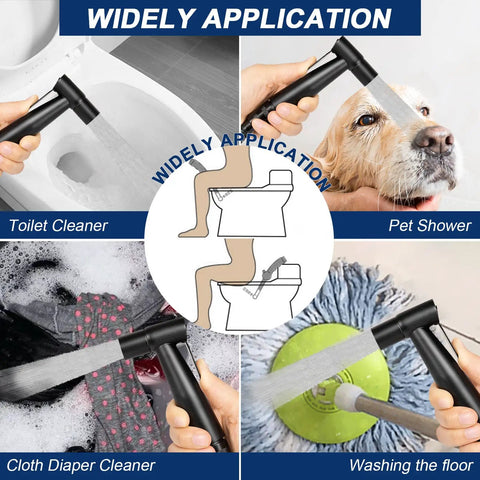 High Pressure Handheld Bidet Sprayer Kit For Toilet With Soft And Jet Modes, SUS304 Stainless Steel Matte Black Wash Sprayer