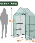 Spacious 3 Tier Walk In Greenhouse Kit With 6 Shelves And Durable PE Cover, Outdoor Planting Green House, size comparison to person