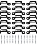 Rock Solid Heavy Duty 30 Piece Invisible Cabinet Connector Set Featuring 2 In 1 Iron Hidden Joint Fasteners For Squeak Free Furniture Assembly with black fasteners and screws.