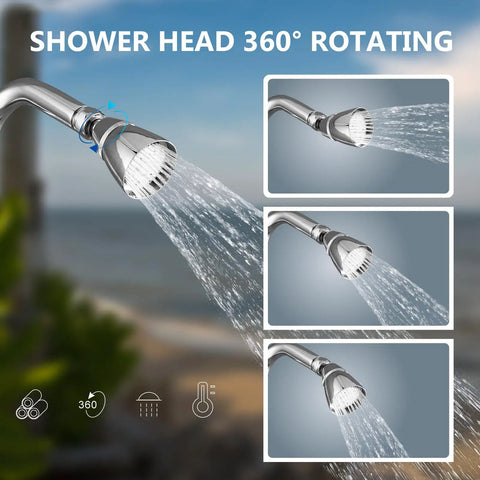 Outdoor Shower Kit With Brass Valve And Shower Head 3 Inch Center Exposed Shower With Two Handles Soap Dish Stainless Steel Pipe Polished Chrome Corrosion Resistant Build For Poolside Yard Or Beach House