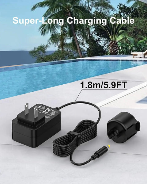 Replacement Charger For Pool Blaster Max Cordless Pool Vacuum And Li Battery Models shown by a pool with 1.8m cable
