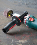 Heavy Duty Variable Speed Die Grinder With Badass High Torque Planetary Gears And Easy Swap Spindle Lock For Rock Solid Metalworking and finishing jobs showing a close-up of the spindle.
