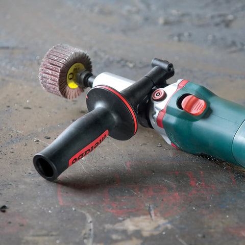 Heavy Duty Variable Speed Die Grinder With Badass High Torque Planetary Gears And Easy Swap Spindle Lock For Rock Solid Metalworking and finishing jobs showing a close-up of the spindle.
