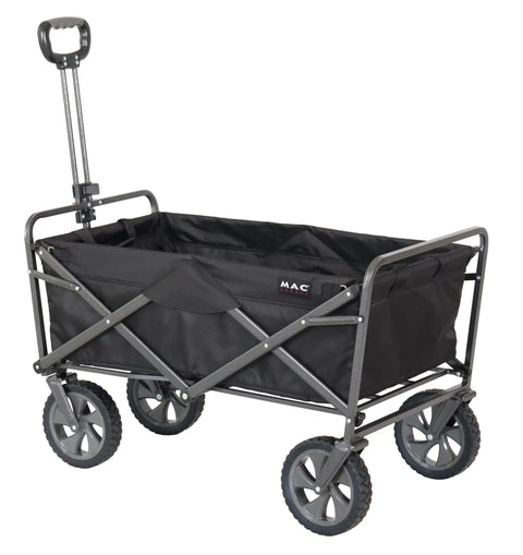 Collapsible Folding Outdoor Utility Wagon With Large Capacity And Easy Setup, Heavy Duty Foldable Wagon For Camping, Black