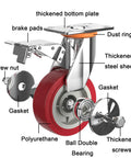 Heavy Duty Caster Wheels With Top Plate Swivel Noiseless Polyurethane Casters For Furniture Workbenches Carts And Garden Wagons Non Marking Floor Friendly Smooth Push And Pull showing detailed parts labeled