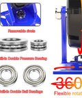 Badass Heavy Duty Industrial Casters Set Of Four Durable Rubber Swivel Wheels With Dual Locking Brakes showing removable rivets and ball bearings.
