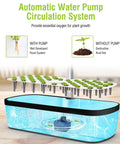 Indoor Hydroponics Garden System With 52 Pods, Smart Led Grow Light, Large Water Tank, Auto Timer, Pump with root growth illustration