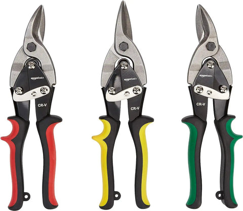 Three Piece Aviation Snips Set With Comfort Grips For Metal Cutting Left Right And Straight Cut Great For Tackling 18 Gauge Cold Rolled Steel And 22 Gauge Stainless Steel Tin Snips Included