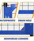 Heavy Duty Outdoor Volleyball Net Set With Anti Sag Design And Adjustable Aluminum Poles showing waterproof, drain hole, reinforced corners