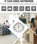 Discreet Hidden Camera Wall Clock With 1080P HD WiFi Live Feed used in office, home, factory, school settings.