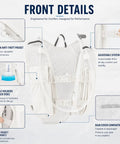 Ultra Lightweight Hydration Backpack For Women With 1.5L BPA Free Water Bladder showcasing front features and pockets.