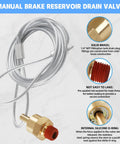 One Quarter Inch Air Tank Drain Valve Plug With Sixty Inch Cable For Air Compressors And Semi Trucks, two-pack, solid brass close-up.