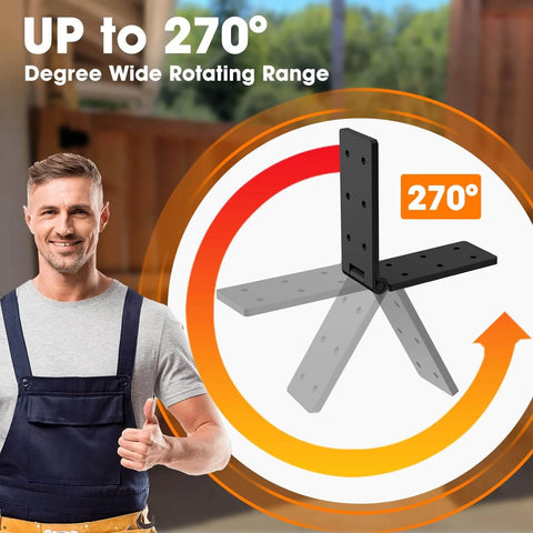 270 Degree Outdoor Gate Hinges Set Of Four Heavy Duty Hinges illustration showing 270-degree rotation range for wood door applications.