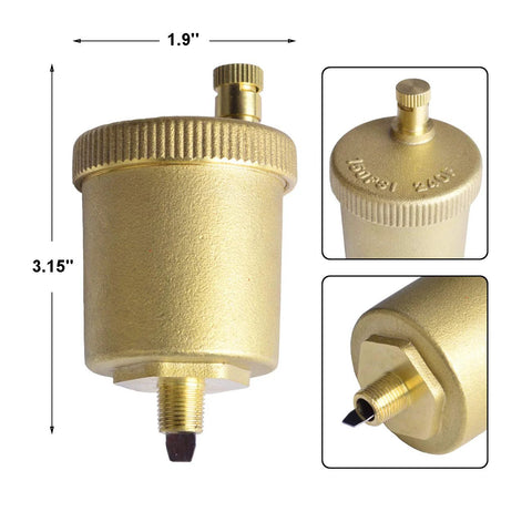 Hydro Master automatic air vent valve, brass, 1/8 inch.