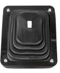 Shifter Boot And Plate Kit For B-4 Shifter Black Rubber Boot With Rectangular Chrome Trim Ring 6.5 Inch Long By 5.25 Inch Wide