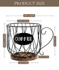 Go To Rustic Metal K Cup Pod Holder With Wooden Base Large Wire Basket Coffee Storage Farmhouse Decor Size Dimensions