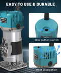 Powerful Compact Wood Router Tool 800W 30000 RPM with one button switch and heat dissipation design