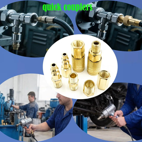 Complete 55 Piece One Quarter Inch NPT Air Hose Fittings Kit With Quick Connect Couplers And Plugs For Air Compressors And Pneumatic Tools