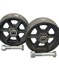 Set of 2 sturdy 6 inch V groove gate wheels with bolts ideal for residential gate tracks, featuring sealed bearings for smooth rolling.