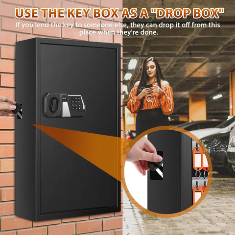 Fireproof 144 Key Safe Cabinet With Wall Mount Anti Theft Key Box With Combination Lock in a parking garage setting