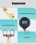 Dope Digital Vacuum Gauge For HVAC Evacuation Zero To Seventy Five Thousand Microns Range One Quarter Inch SAE Connection Pro Grade Digital Pressure Tester Meter With Three Way Connection And Extended Rod Portable High Accuracy Tool, 1/4" SAE