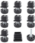 Eight Pcs Adjustable Leveling Feet Square Insert Kit For Cabinets Sofas Tables And Chairs No Wobble Black Leveler Glides Set