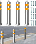 Built Ridiculously Tough Stainless Steel Bollard Posts 31.5 Inch With Anchor Bolts For Driveway Parking Lot Protection.