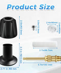 3 Piece Matte Black Tub And Shower Knob Replacement Kit For Verve And Windsor Faucet Handles, component sizes shown