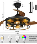 42 Inch Retractable Ceiling Fan With Lights Remote Control And Wall Switch Inverter Dual Control Six Speeds And One Two Four Hour Timer