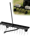 48 Inch Tow Behind Dethatcher With 24 Rustproof Tines And Heavy Duty Tires For Lawn Tractors ATVs UTVs Clears Thatch Dead Grass Pine Needles And Dry Leaves In A Big 48 Inch Coverage For Yard And Garden Workhorse.