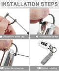 Installation steps for Premium Genuine Leather Car Keychain Featuring Slick Carbon Fiber Wrap And Anti Lost D Ring.