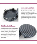 Liven Up Your Ride With These Snap In Wheel Center Caps Solid 4 Pack Abs Hub Covers Carbon Fiber Black Finish showing the interior design and easy installation features.