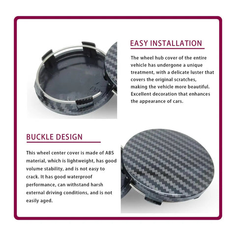 Liven Up Your Ride With These Snap In Wheel Center Caps Solid 4 Pack Abs Hub Covers Carbon Fiber Black Finish showing the interior design and easy installation features.