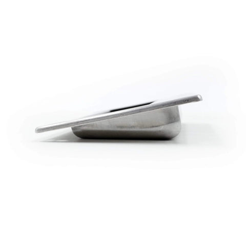 Side view of Concealed Recessed Flush Pulls 5 Inch By Three And One Quarter Inch Brushed Nickel Rectangular Hidden Handles for drawers and cabinets