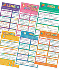 Six Poster Units Of Measurement Set For Math Classrooms, 12 x 18 Inches, showing Length, Weight, Area, and more, kid-friendly decor