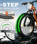 3-step installation of 2 Pack Fat Tire Liners For Fat Bikes And E Bike Tires 110mm Wide TPU Puncture Proof Inserts No Flats Tube Protectors