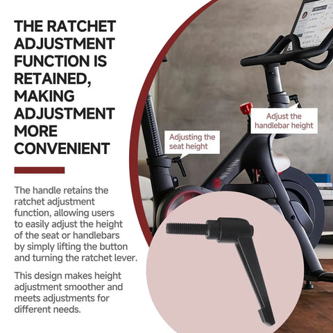 Heavy Duty Alloy L-Handle Replacement shown for exercise bike height adjustment on vertical post in home gym