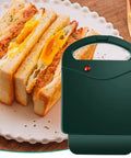 Compact Electric Sandwich Maker And Grill Press For Perfect Grilled Cheese with toasted sandwiches on a plate.