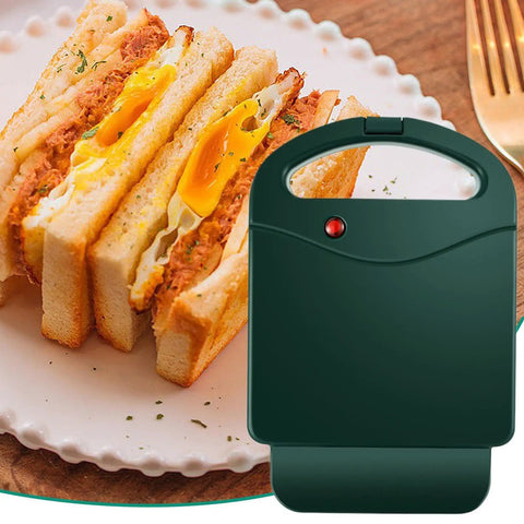 Compact Electric Sandwich Maker And Grill Press For Perfect Grilled Cheese with toasted sandwiches on a plate.
