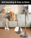 Cordless Vacuum Cleaner 10-In-1 Lightweight Stick With 45-Minute Runtime, Gold Edition displayed next to a sofa on hardwood floor