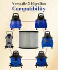 Cartridge Filter Replacement For Wet And Dry Vacuum Cleaners Fits 5 To 16 Gallon Models Easy To Install Top Notch Disposable Dust Filter