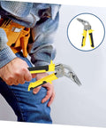 Person using Heavy Duty Hand Seamer Tool for bending and flattening metal with durable construction and precise clamping depth.