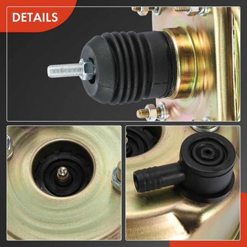 Close-up of Street Proven Universal Vacuum Power Brake Booster for Hot Rods and Muscle Cars with dual diaphragm design.